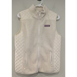 Vineyard Vines Off White Sea View Sherpa Quilted Zip Up Vest Size Medium